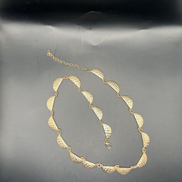 Necklace Womens Gold Semi Circle Lobster Clasp Lightweight Boho Necklet - Picture 3 of 9